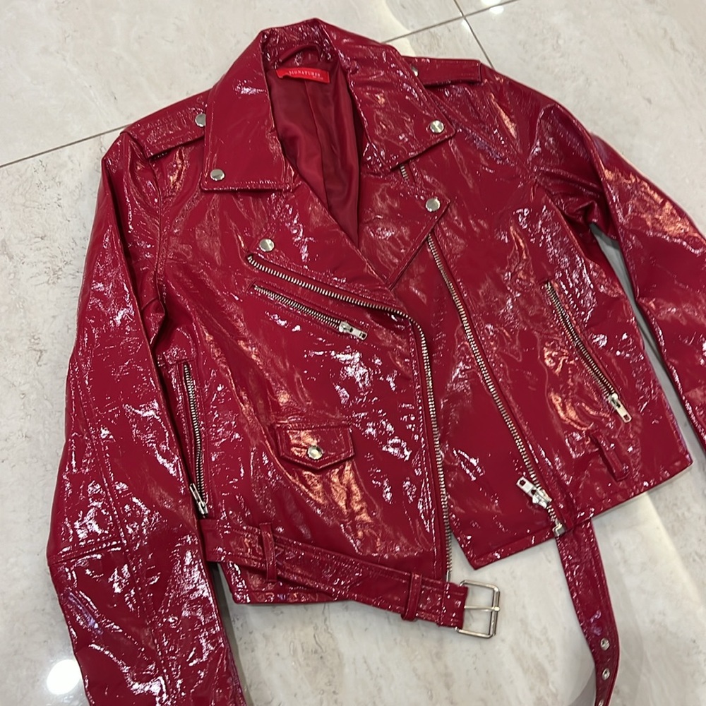 Hot pink motorcycle jacket - Picture 3 of 8